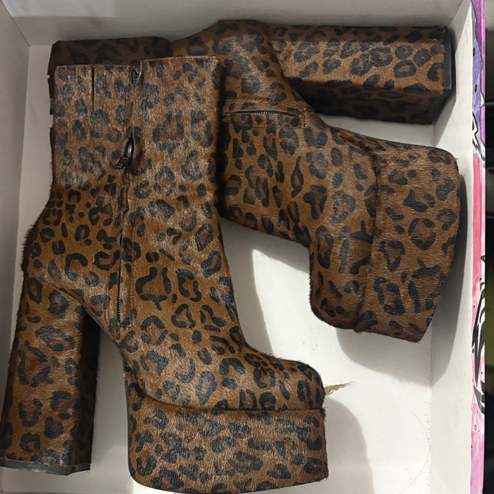Jeffrey Campbell Brown Leopard Platform Boots